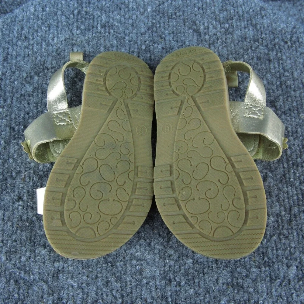 Carter's Ankle‎ Strap Shoes Gold Synthetic Hook & Loop Size T 6 Medium